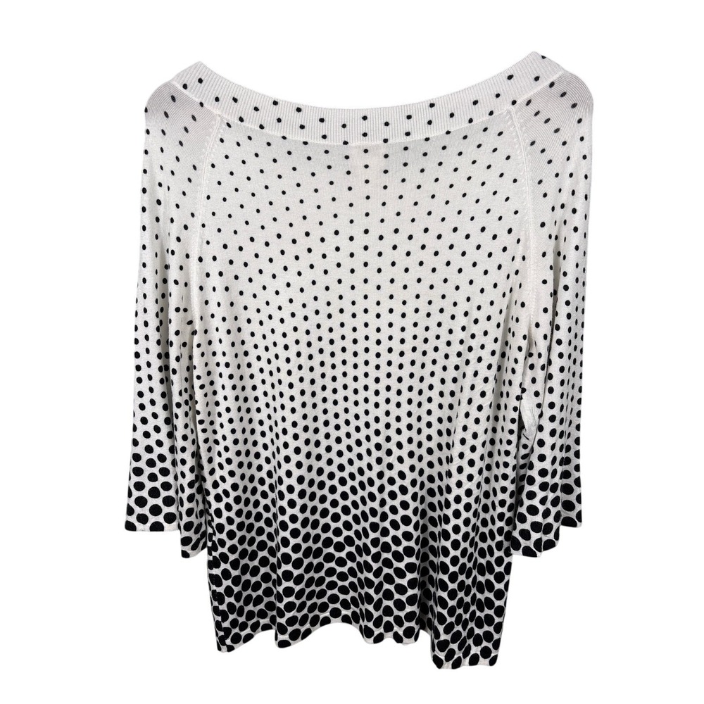Chicos Black White Polka Dot Ombre Knit Sweater Top Women‎ Size 2 Large - Picture 2 of 12